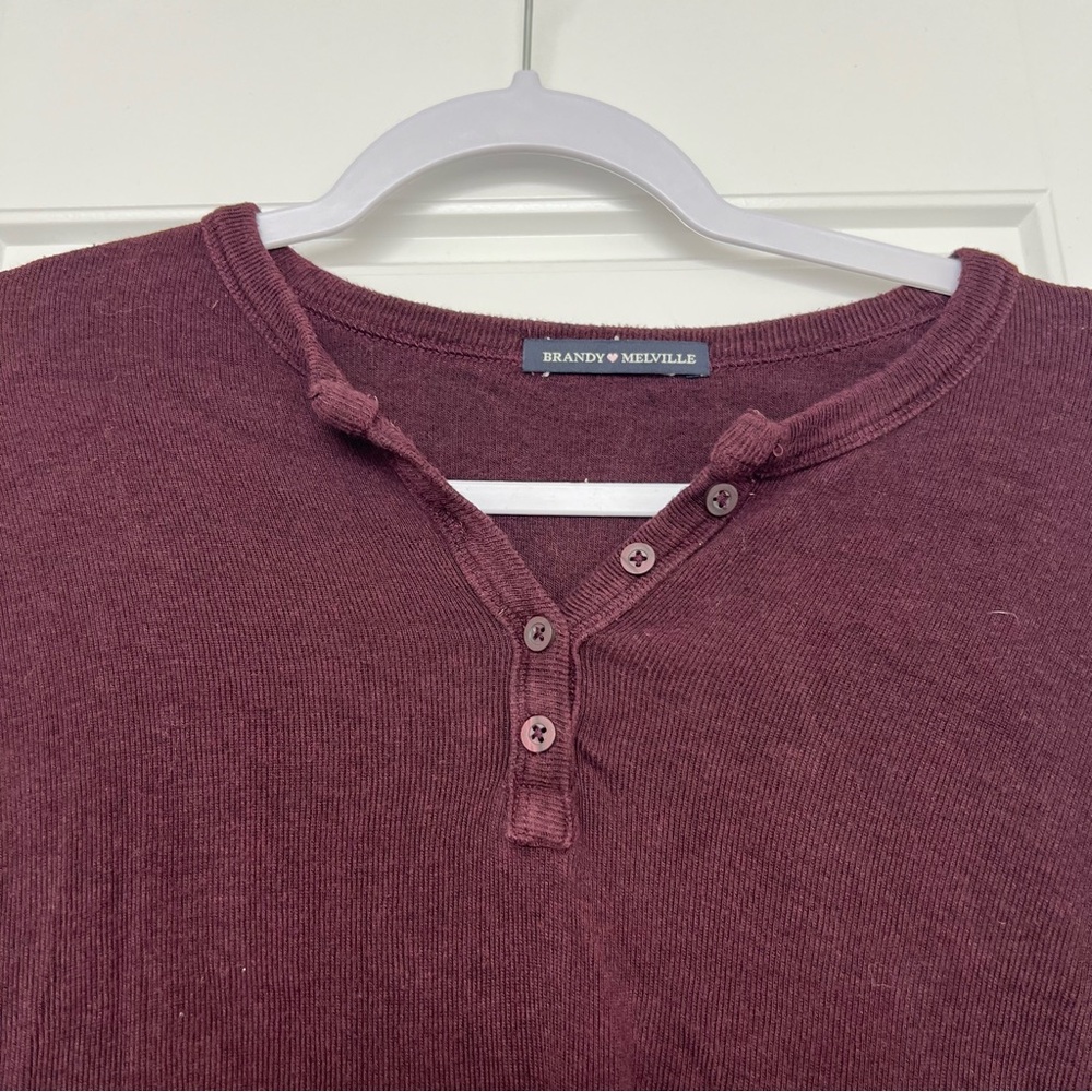 Brandy Melville Maroon Long Sleeve Henley